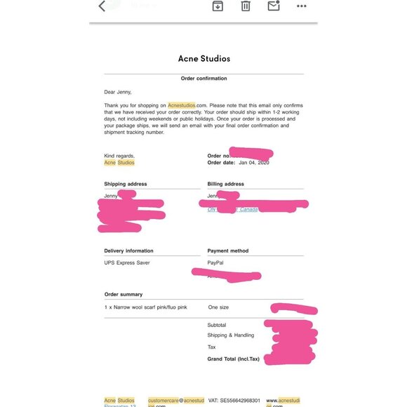 ACNE STUDIOS Canada Narrow Fluo Pink 100% Wool Fringe Rectangle Scarf - Picture 11 of 12